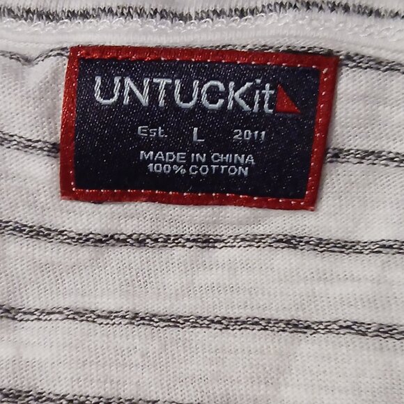 Untuckit Women's Leoville Black and White  Long Sleeve  Tee  Sz Large - Picture 2 of 5